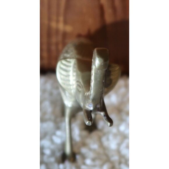 Solid Brass Hand Crafted Elephant Collectible Small Statue Figure Vintage - Picture 3 of 8